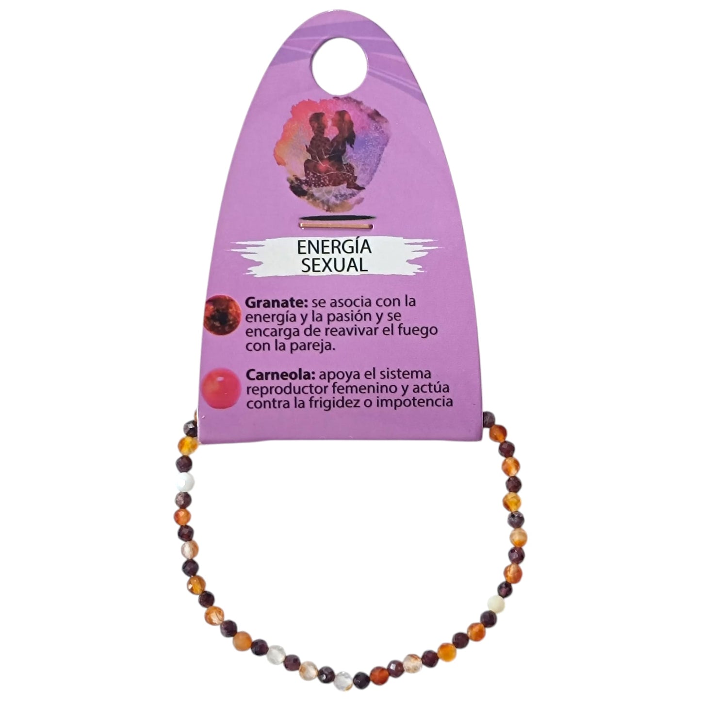 Pulsera Combinada Energia Sexual Granate Carneola 3 mm Facetada REF: 70223