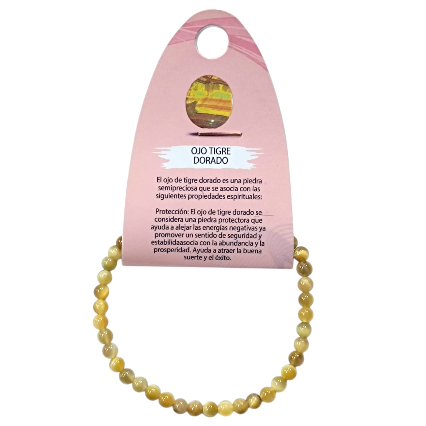 Pulsera De Ojo De Tigre Dorado 4 mm 61733 - stonez