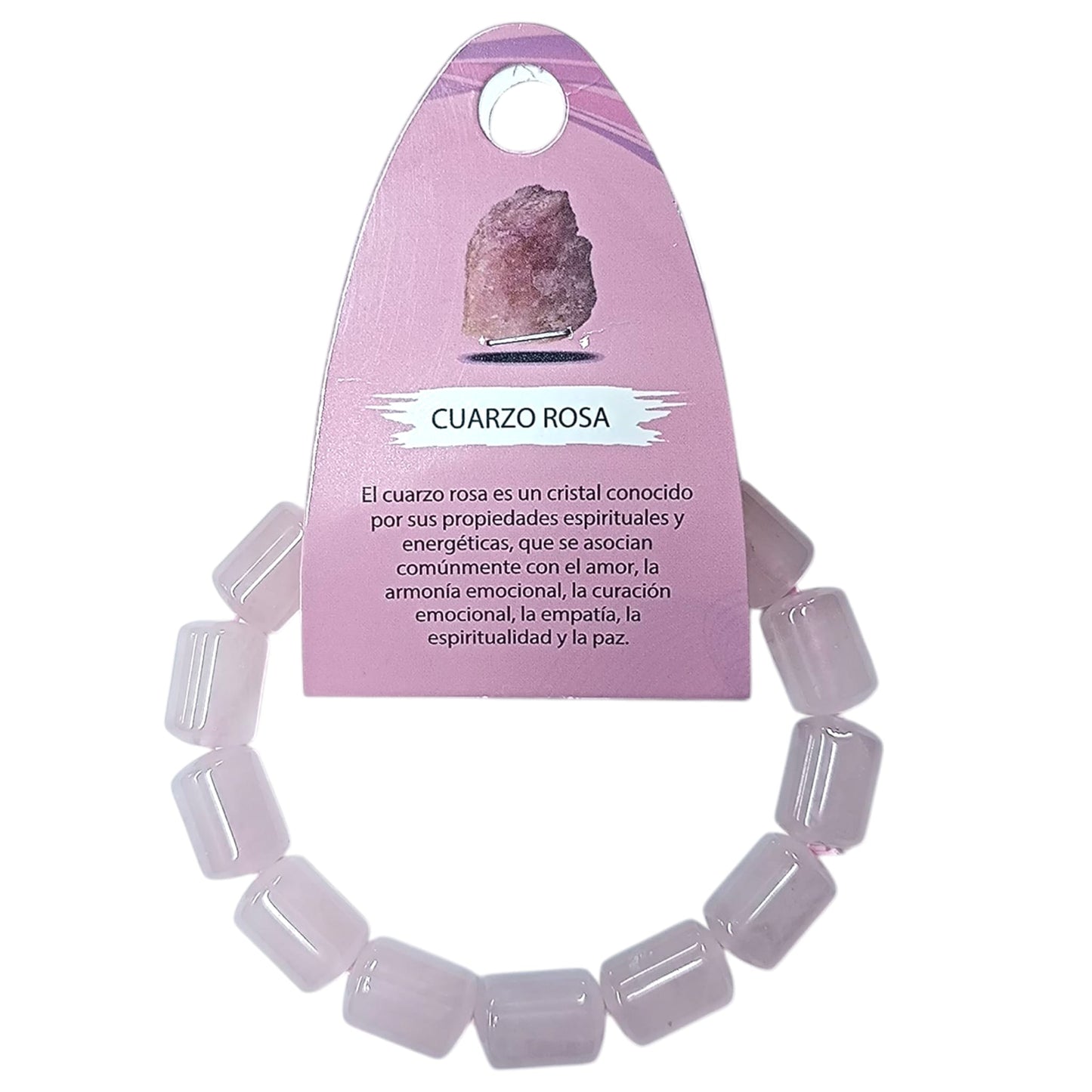 Pulsera Piedra Natural Cuarzo Rosa 10 x 13 mm