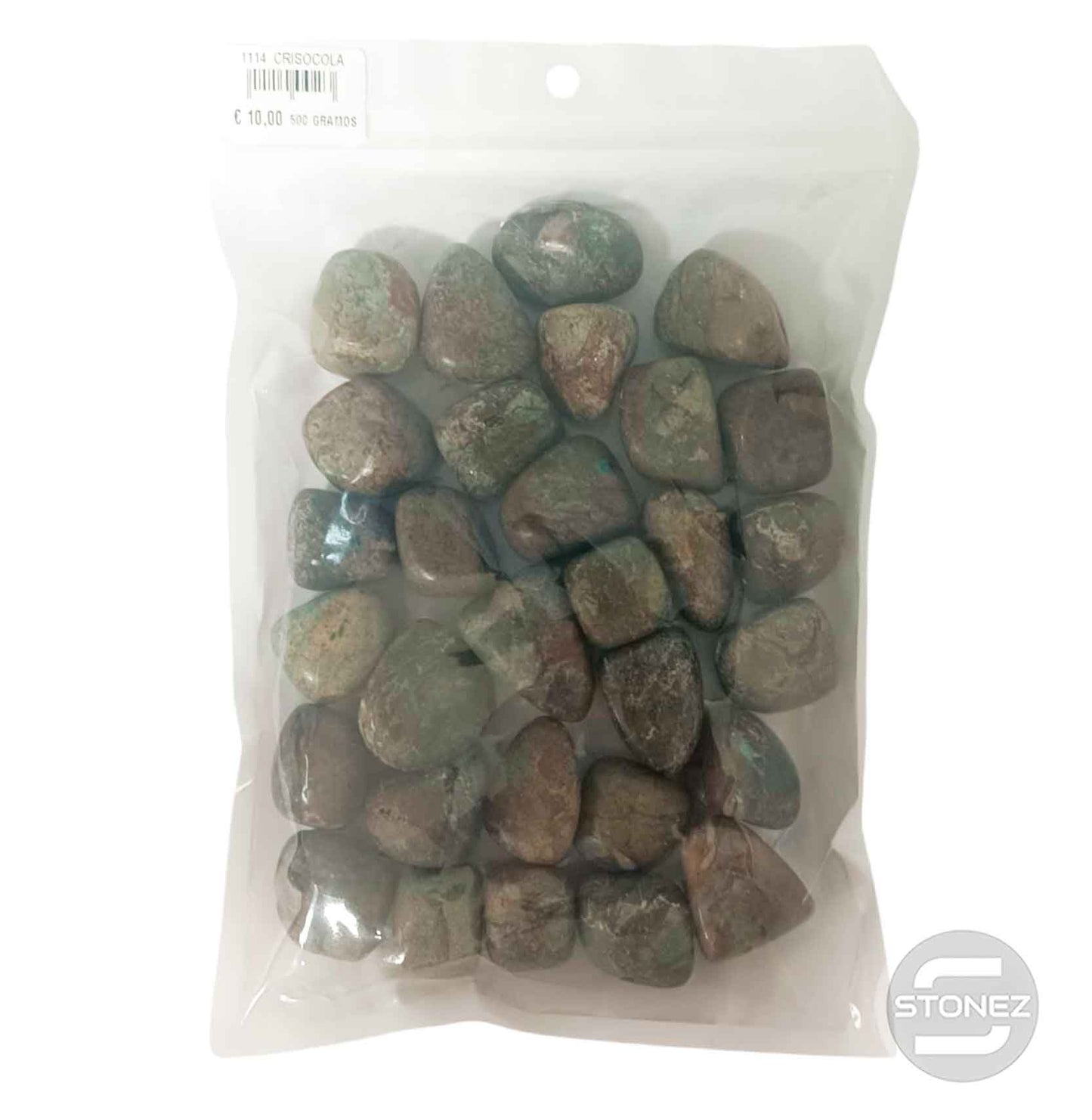 1114002 Paquete 500 Gramos En Canto Rodado Crisocola Tamaños Variados 3 a 4 Cms Aprox