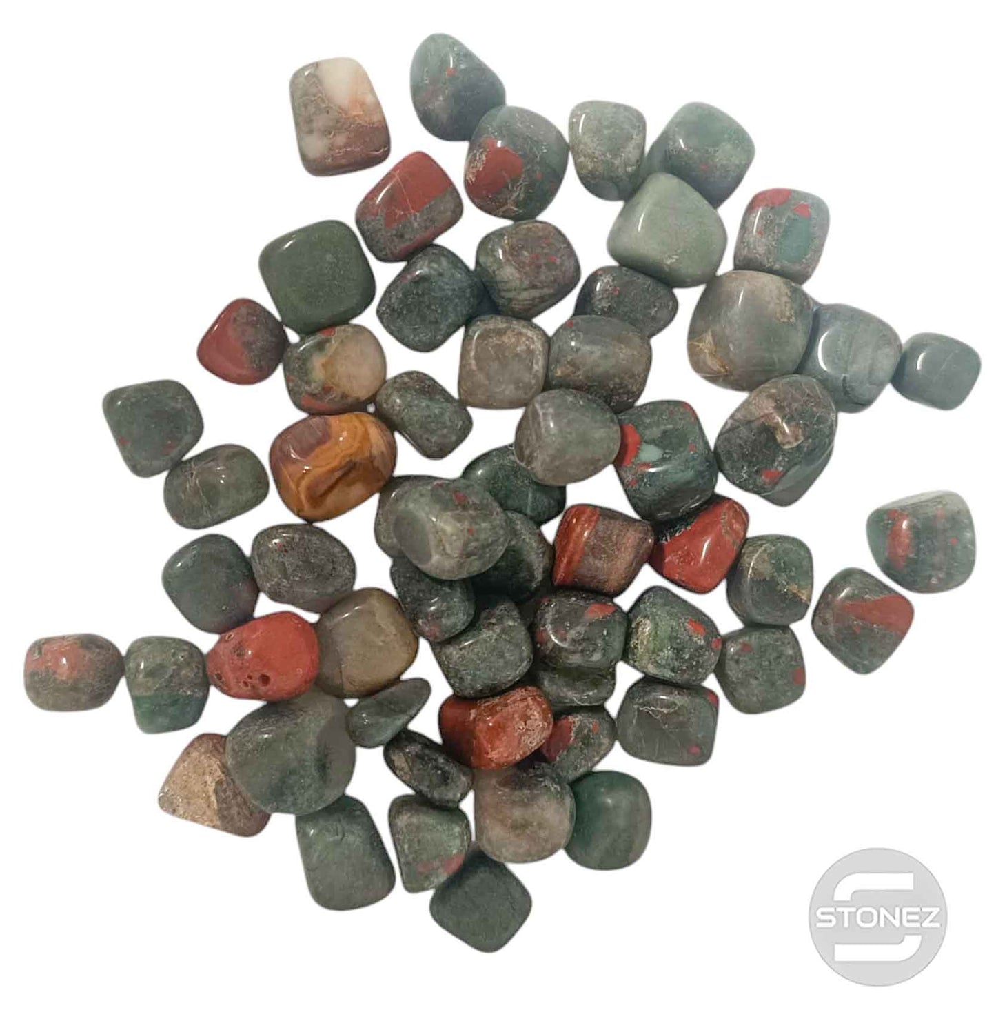 1114002 Paquete 500 Gramos En Canto Rodado Heliotropo Tamaños Variados 2 a 4 Cms Aprox