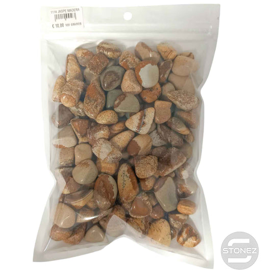 1114002 Paquete 500 Gramos En Canto Rodado Jaspe Madera Tamaños Variados 2 a 3 Cms Aprox