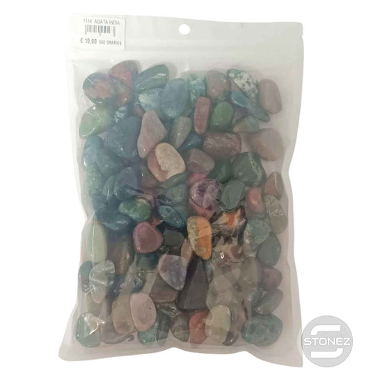 1114002 Paquete 500 Gramos En Canto Rodado Agata India Tamaños Variados 2 a 3 Cms Aprox