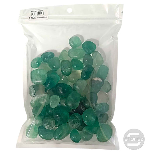 1114002 Paquete 500 Gramos En Canto Rodado Fluorita Verde Tamaños Variados 2 a 3 Cms Aprox