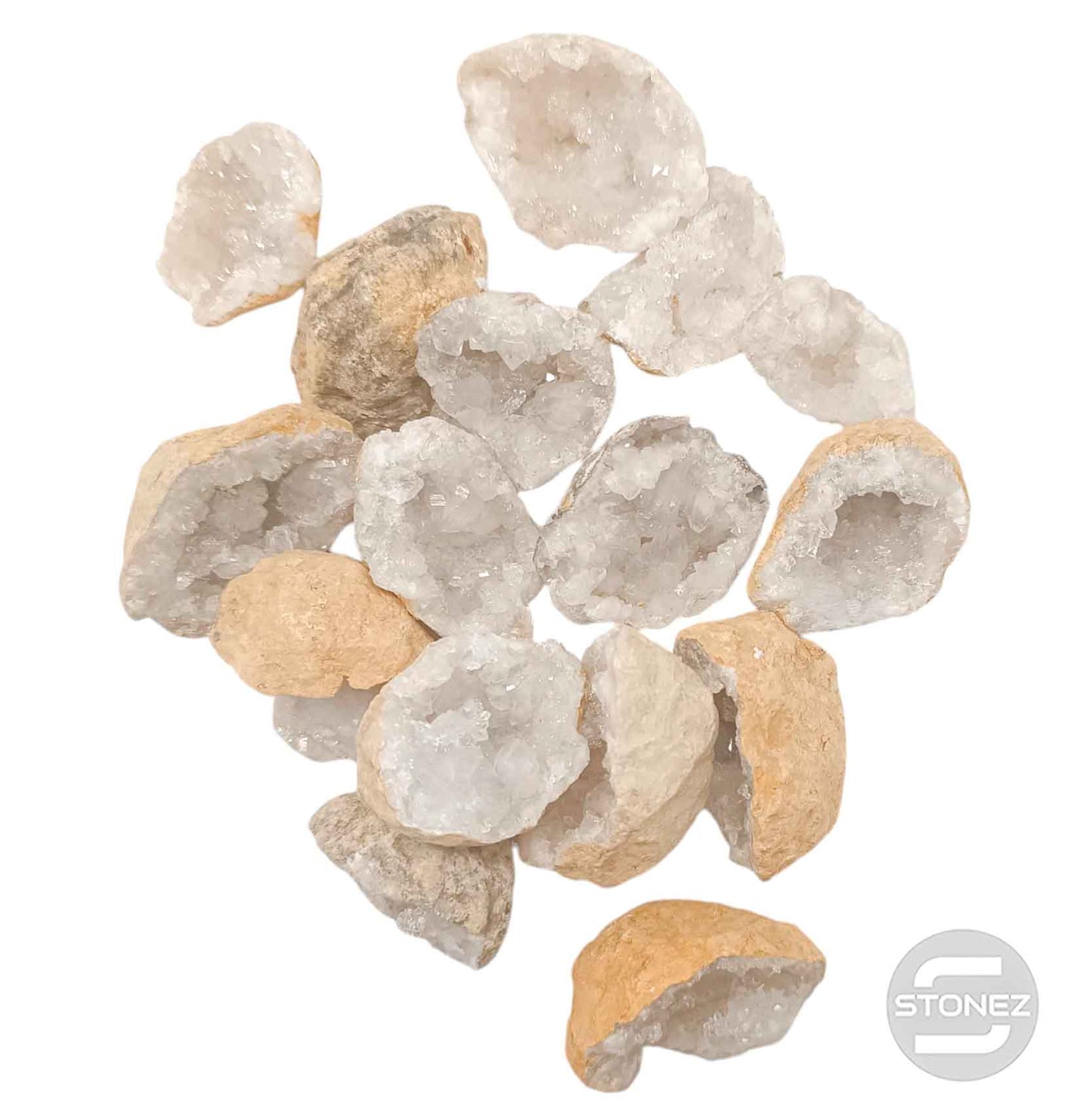 1114 Trozos De Geoda Cuarzo Blanco 500 Gramos Aprox (Cada Pieza Es Unica y No Coincide Con Su Otra Mitad)