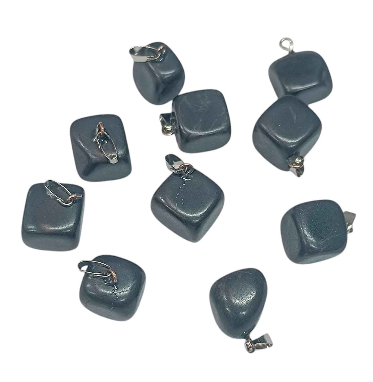 1111 Paquete 10 Uds Colgantes Rodados Piedra Hematite 2 Cms Aprox Con Metal