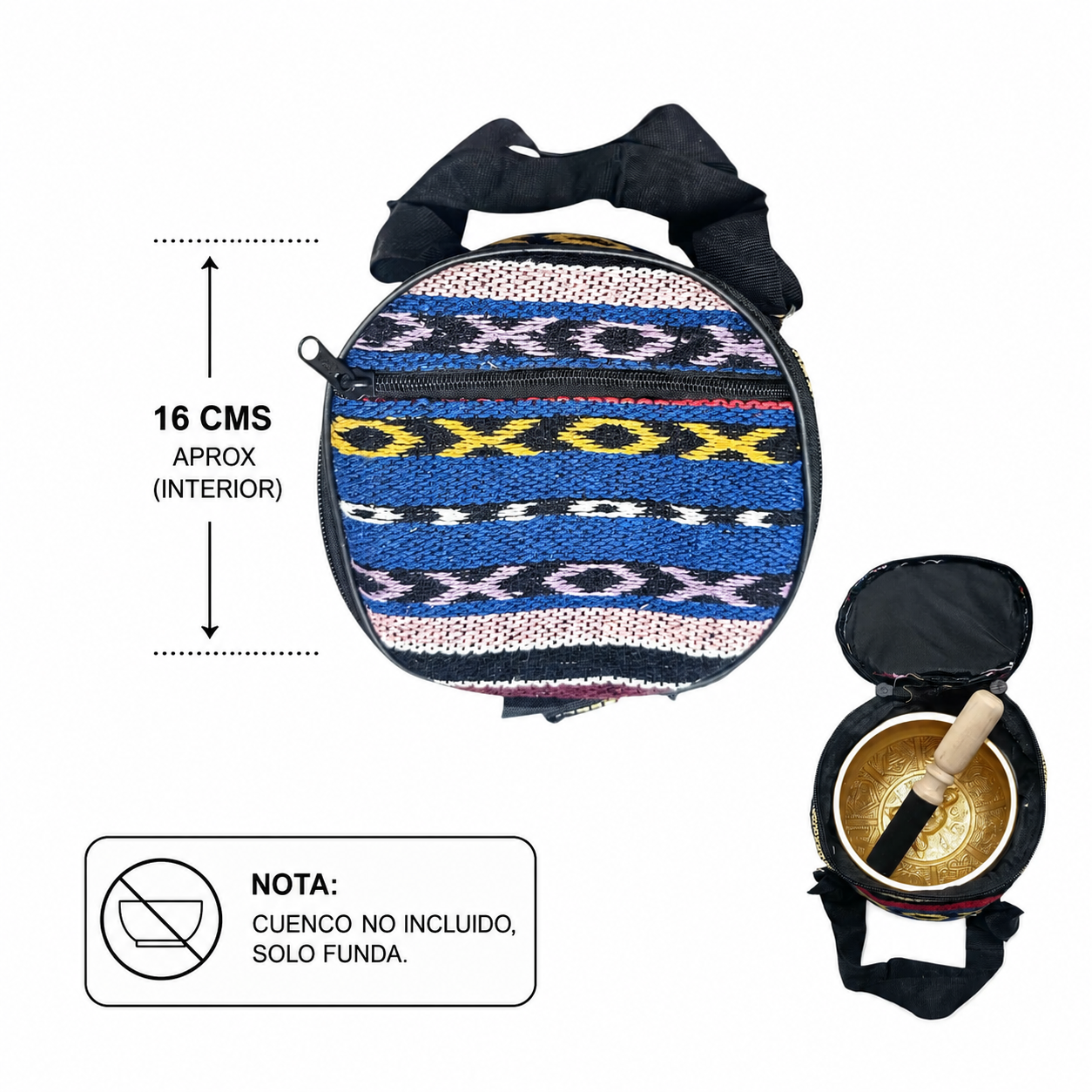 Bolso Funda Para Cuenco Tibetano Interior 16 Cms Aprox (EL BORDADO PUEDE VARIAR)