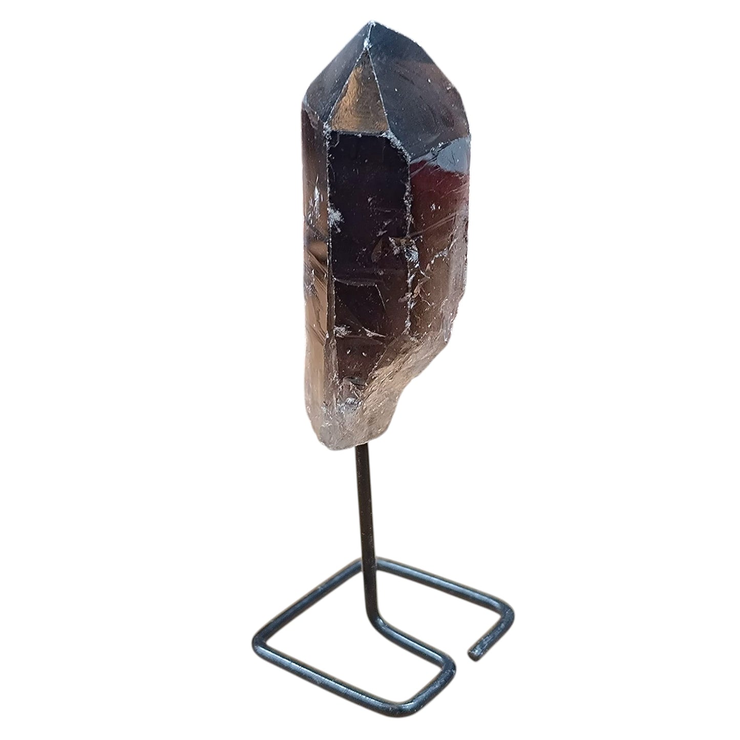 Piedra Natural Cuarzo Ahumado Con Base De Metal Altura 10 Cms Aprox (La Pieza Puede Ser Ligeramente Diferente A La Foto) Ref: 401004229