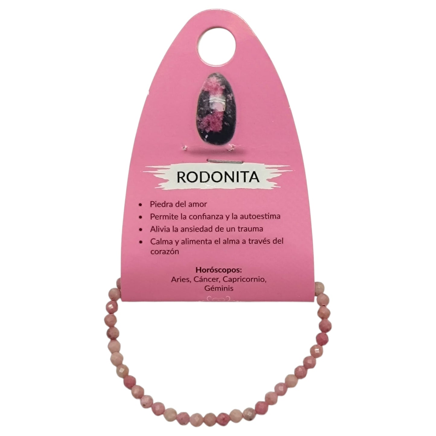 Pulsera Facetada Infantil Piedra Rodonita 3 mm 15,5 Cms Aprox 600604291