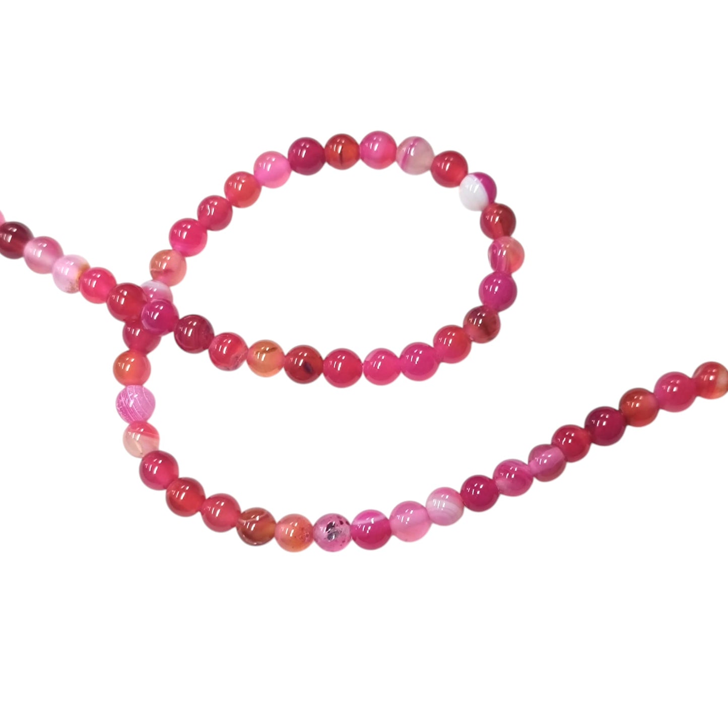 Tira Cuentas Piedra Agata Rosa En 6 mm REF: 44154-10