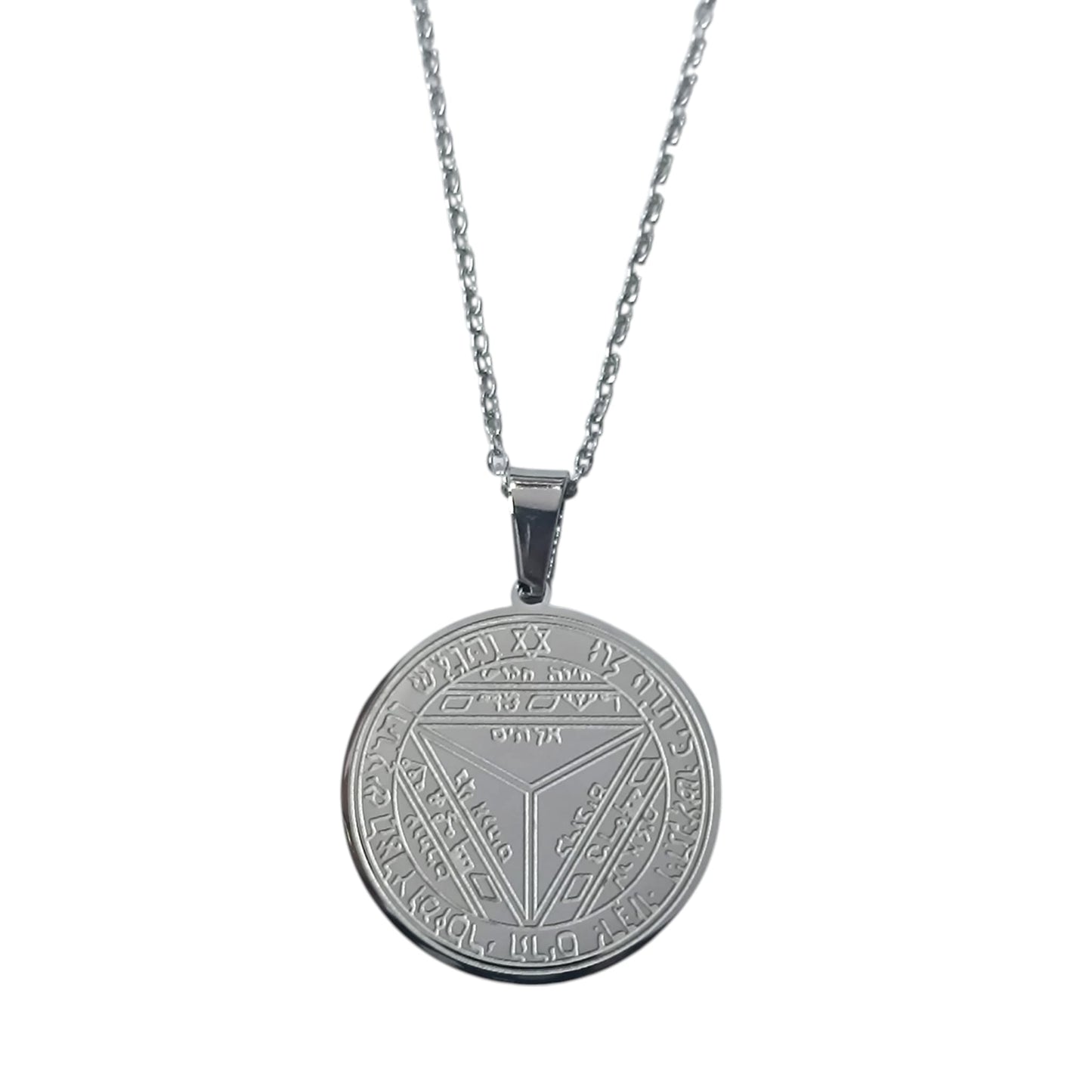 Collar Acero Sello Salomon 25 mm Cadena 42+5 Cms (PODER)