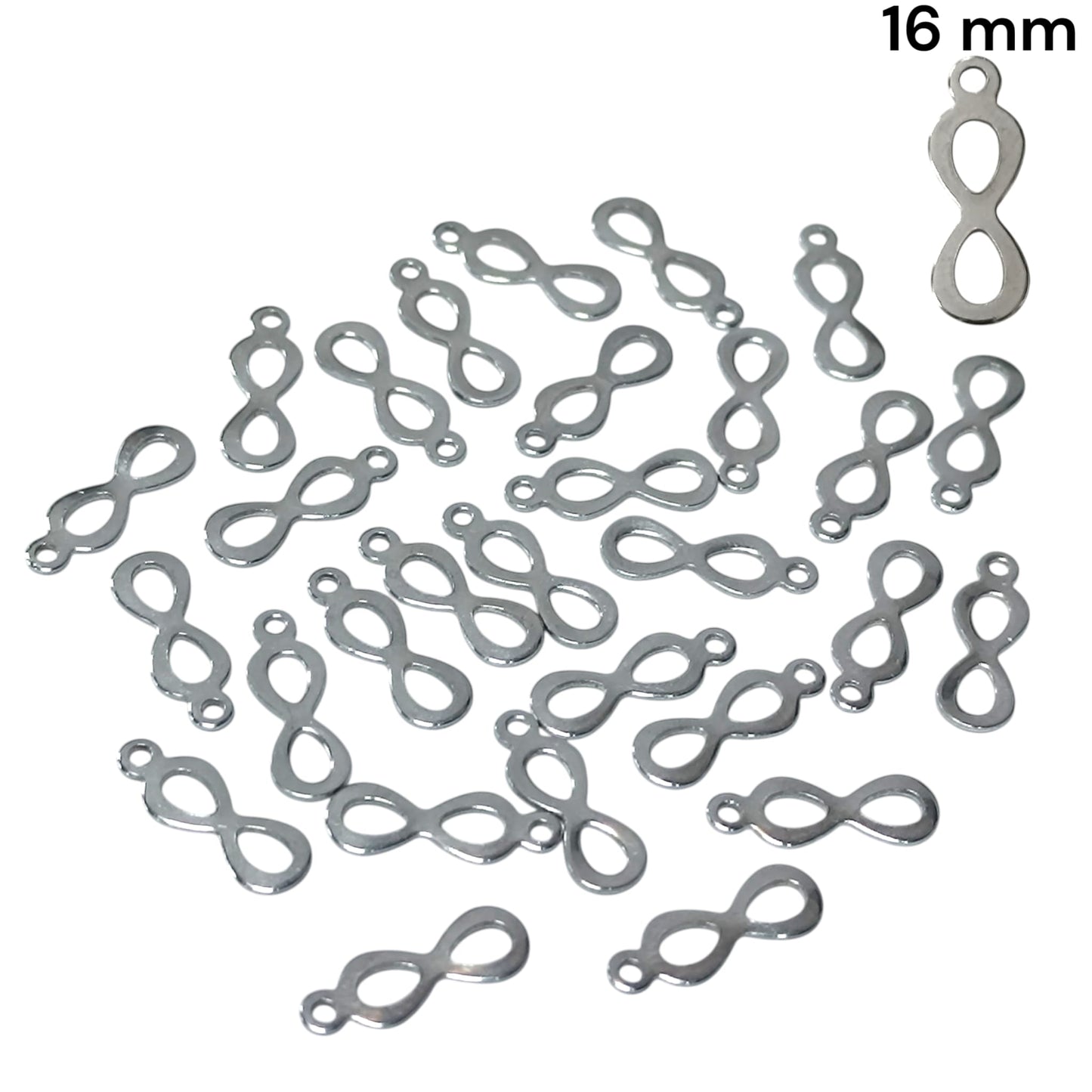 Paquete 30 Uds Dijes Infinito 16 mm Acero Ref: 31742-12