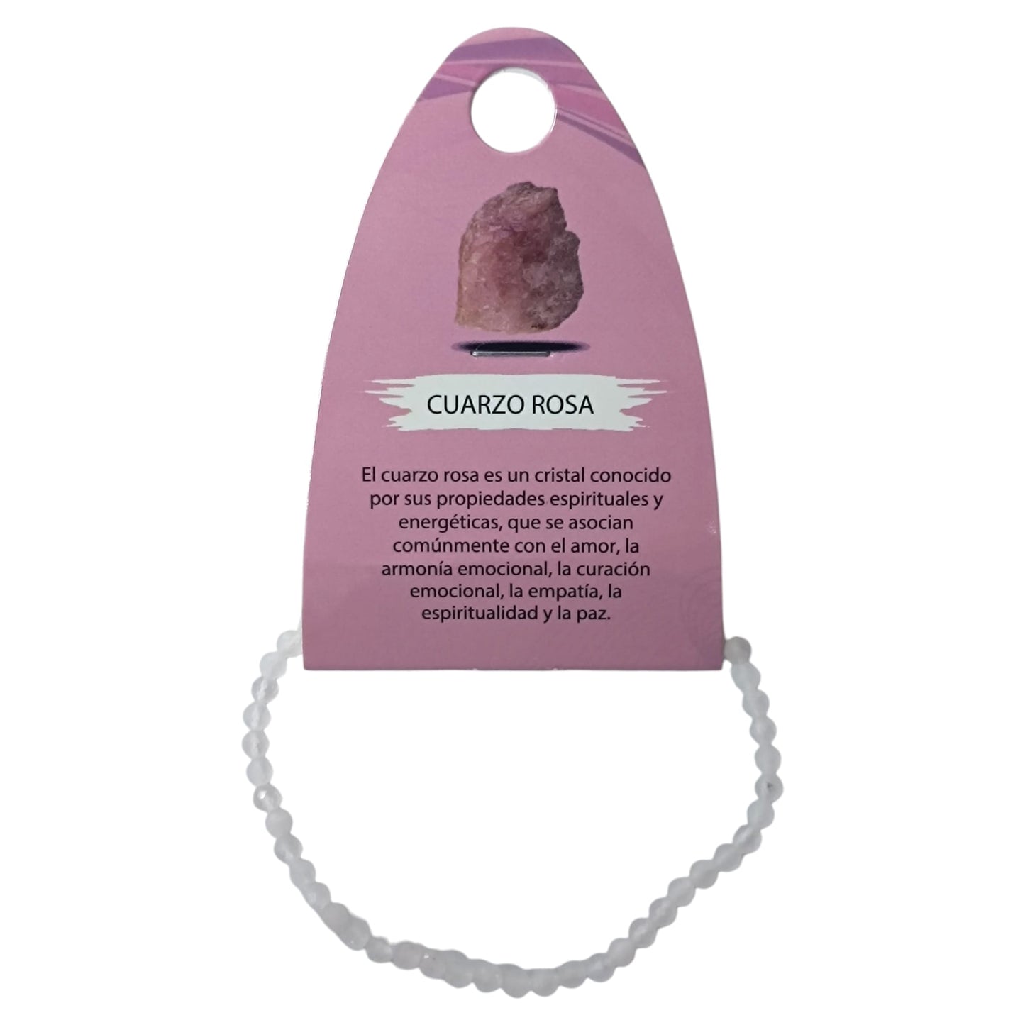Pulsera Facetada Piedra Natural Cuarzo Rosa 3 mm - stonez