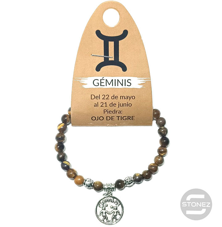 35528 Pulsera Horóscopo Géminis Piedra Ojo De Tigre 6 mm