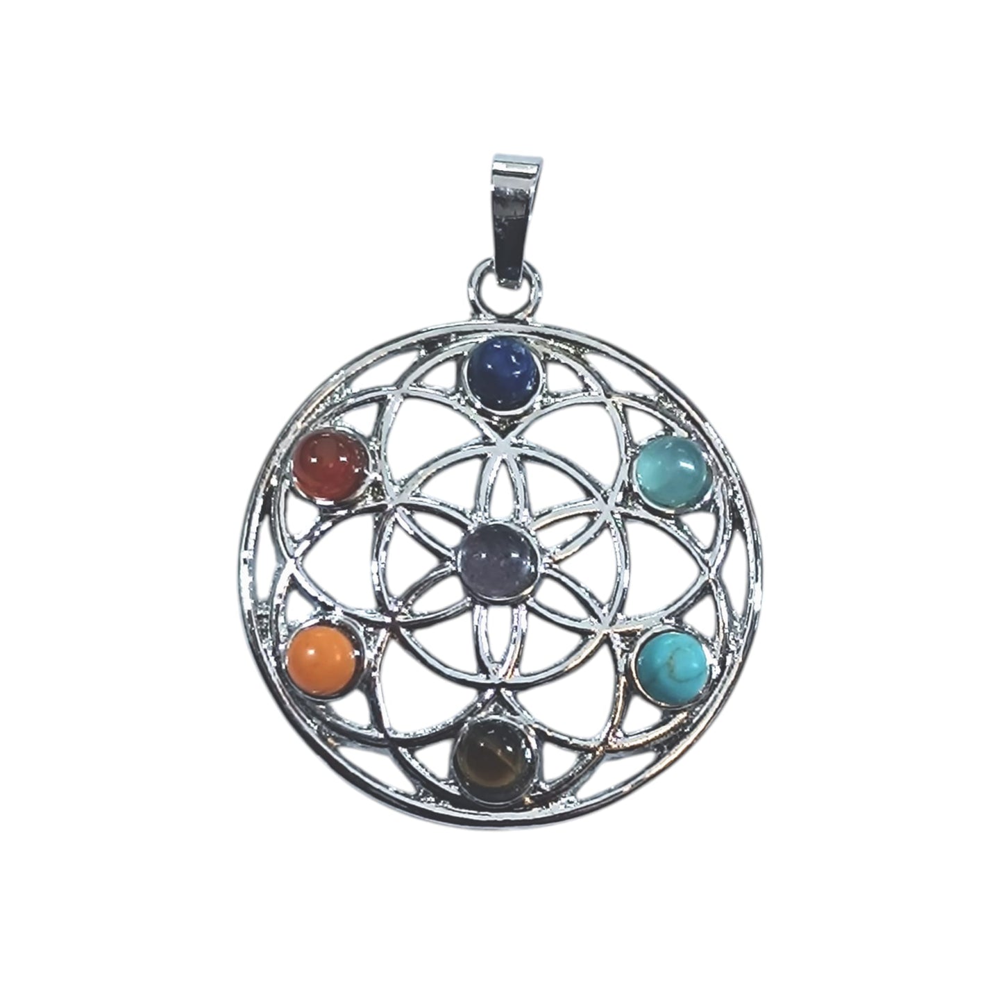Colgante En Metal Con Piedra Natural 7 Chakras 5 Cms Aprox 23004-39