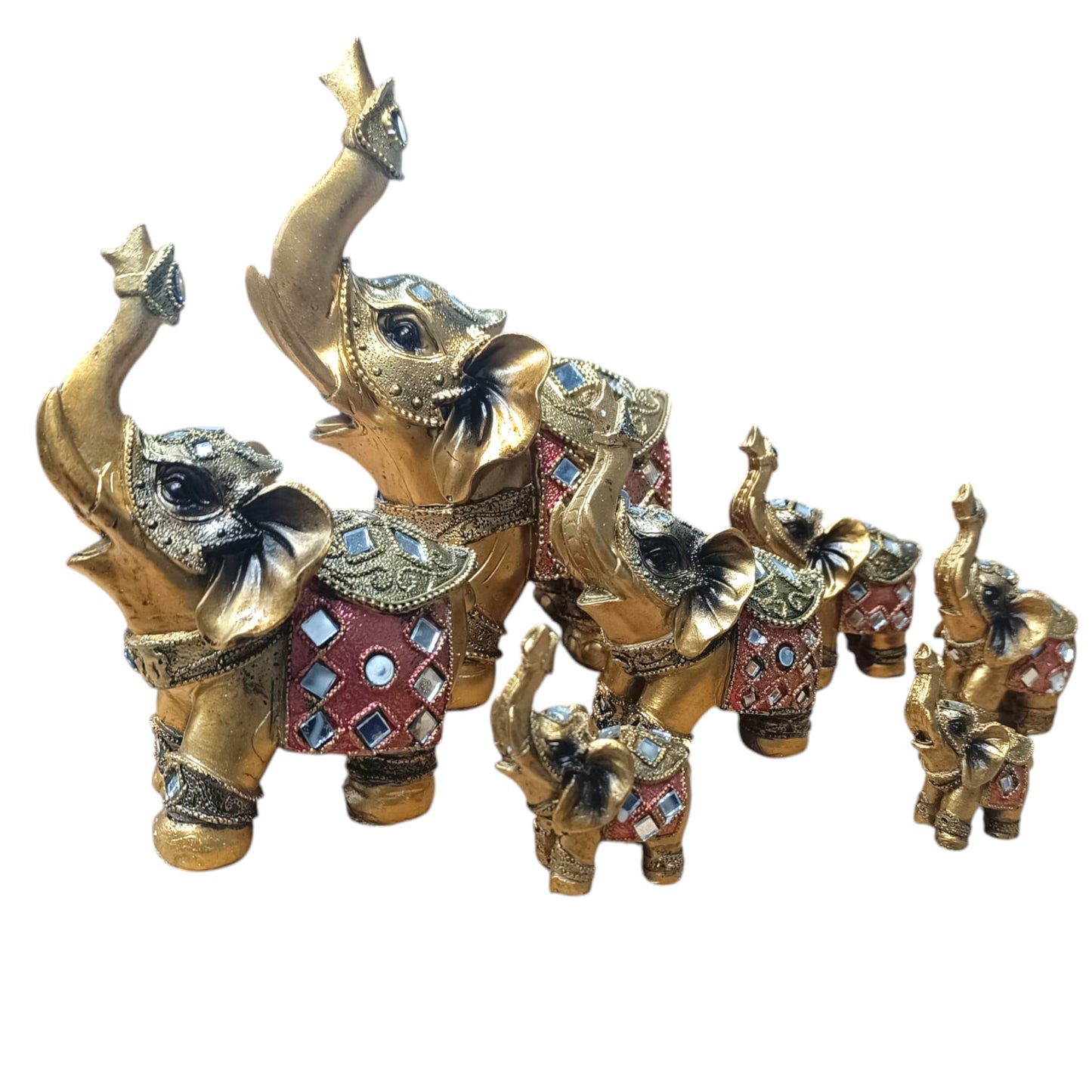 600103658 Familia 7 Elefantes En Resina Tamaños surtidos Desde 17 A 5 Cms Aprox
