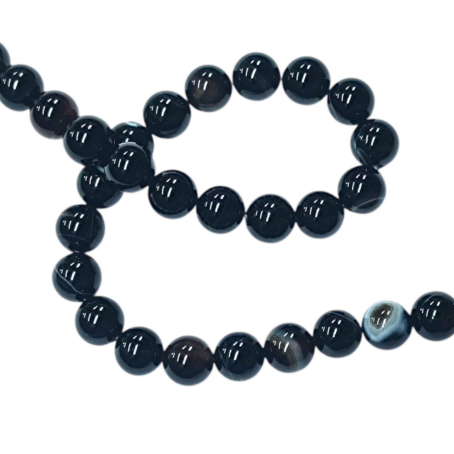 Tira Cuentas Piedra Agata Negra 10 mm REF: 44156-08