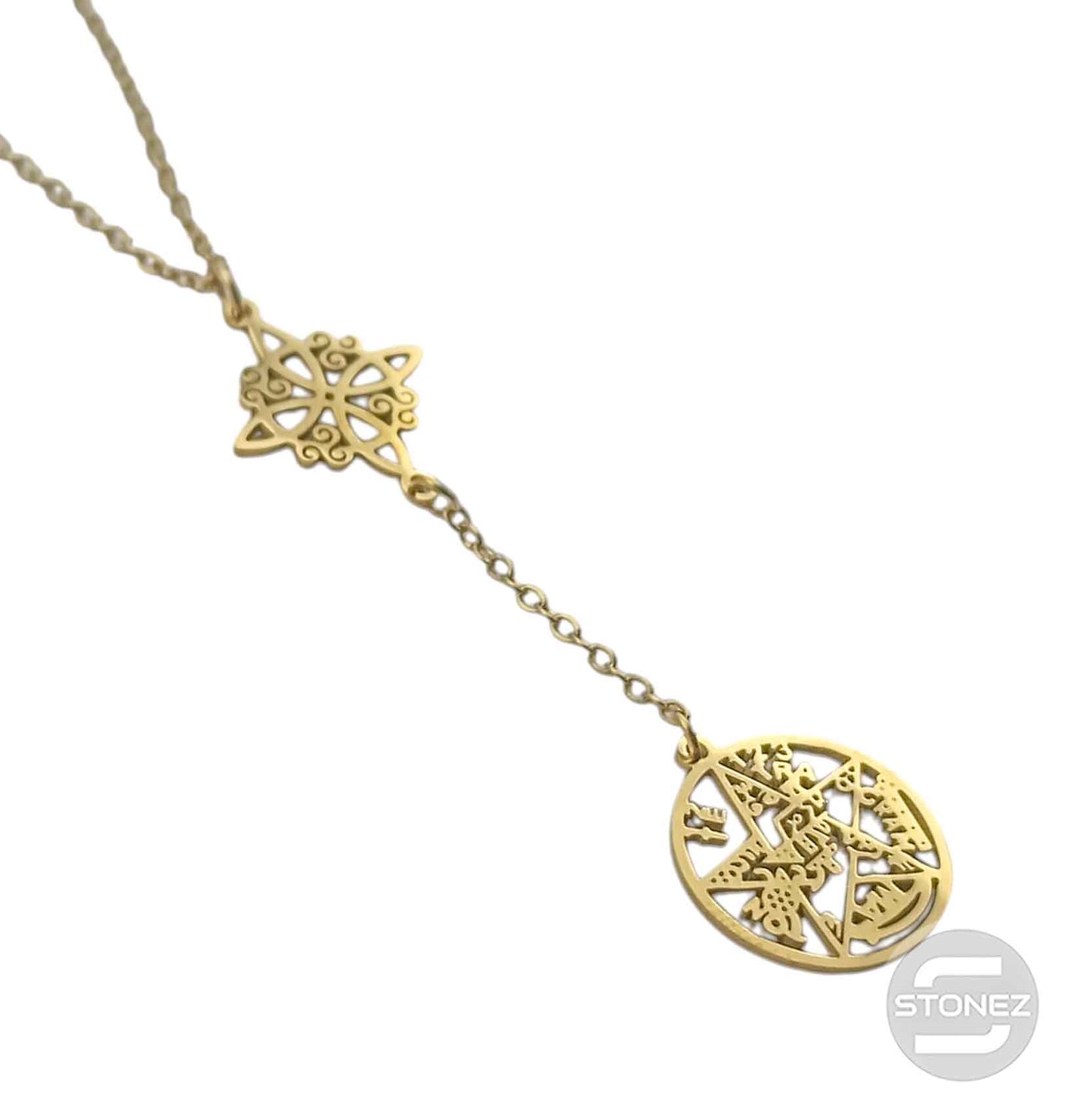 400503247-02 Collar Acero Dorado Doble Proteccion Cadena 40+5 Cms