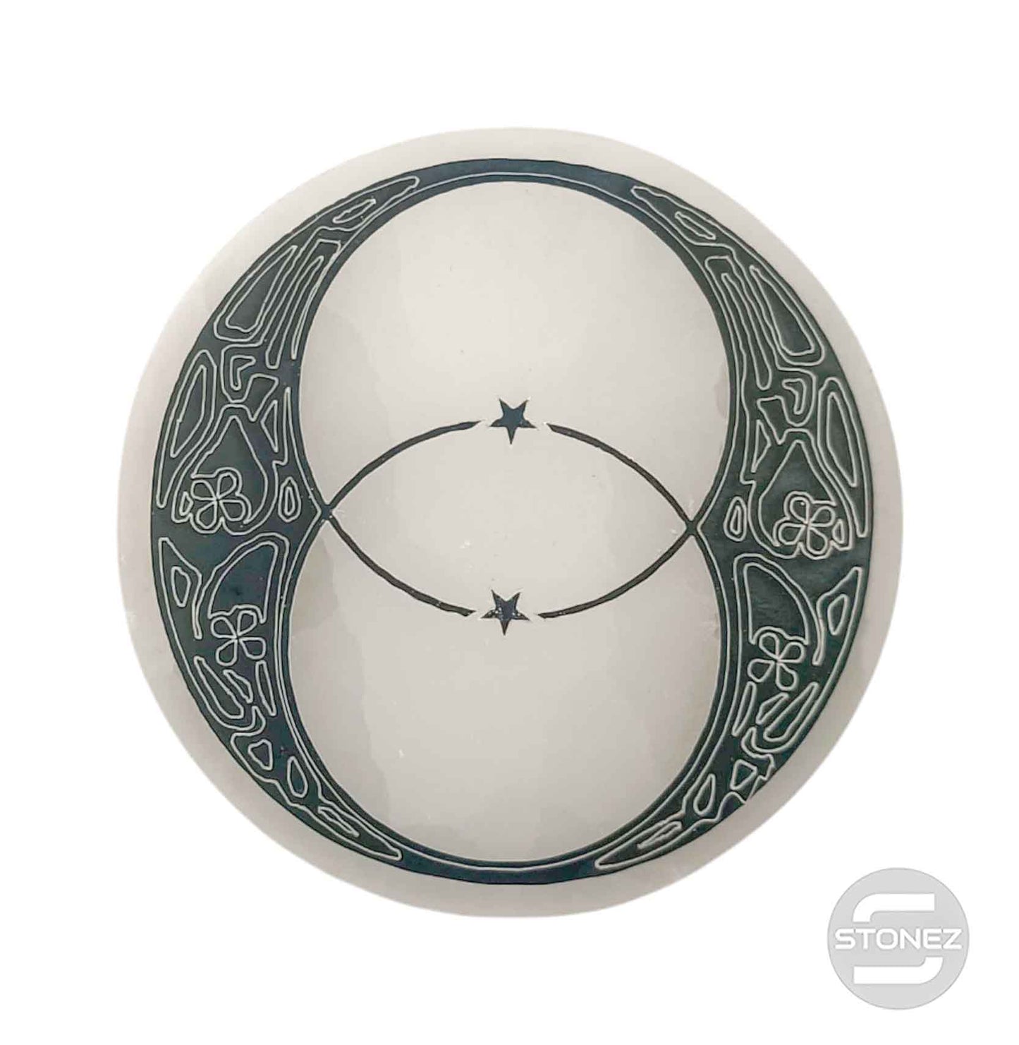 400901653-07 Plato Selenita Grabado Vesica Pisci 10 Cms Aprox