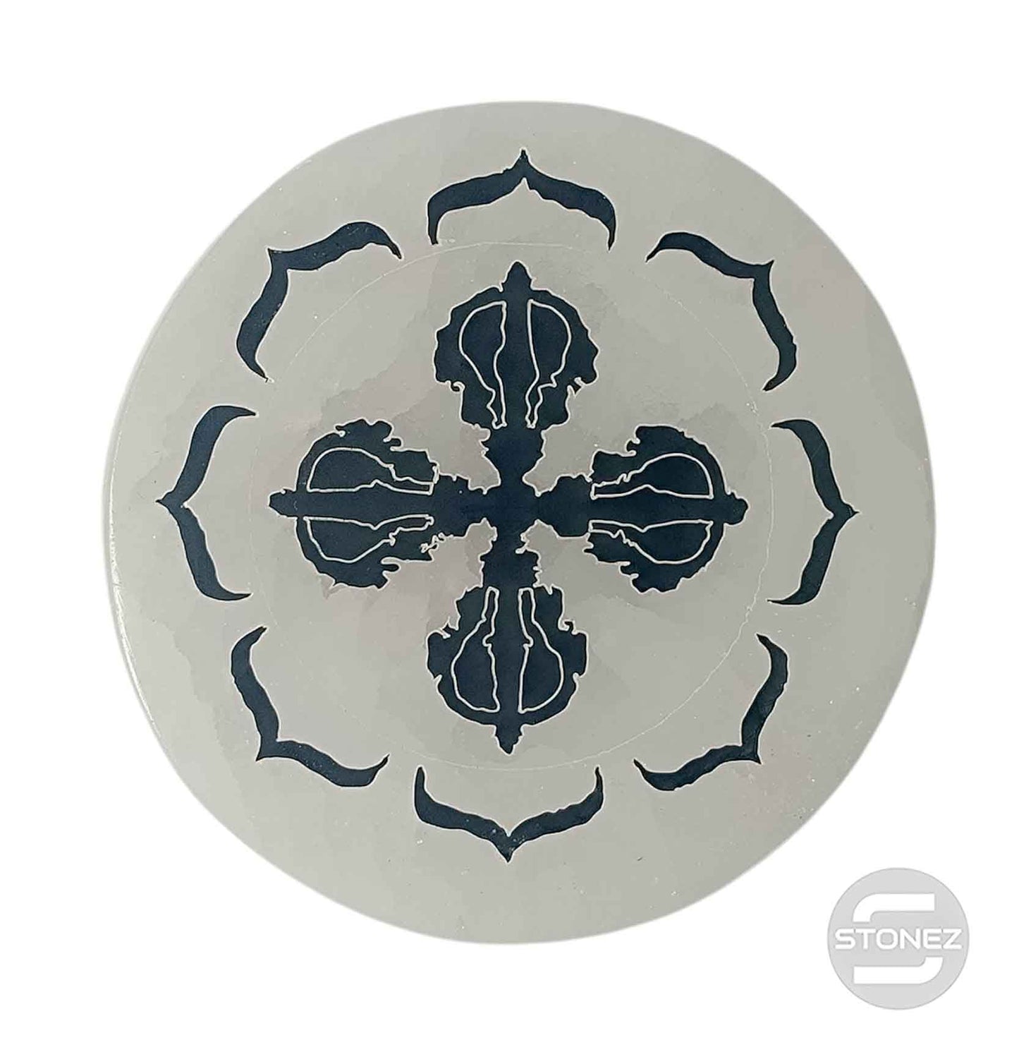400901653-15 Plato Selenita Grabado Dorge 10 Cms Aprox
