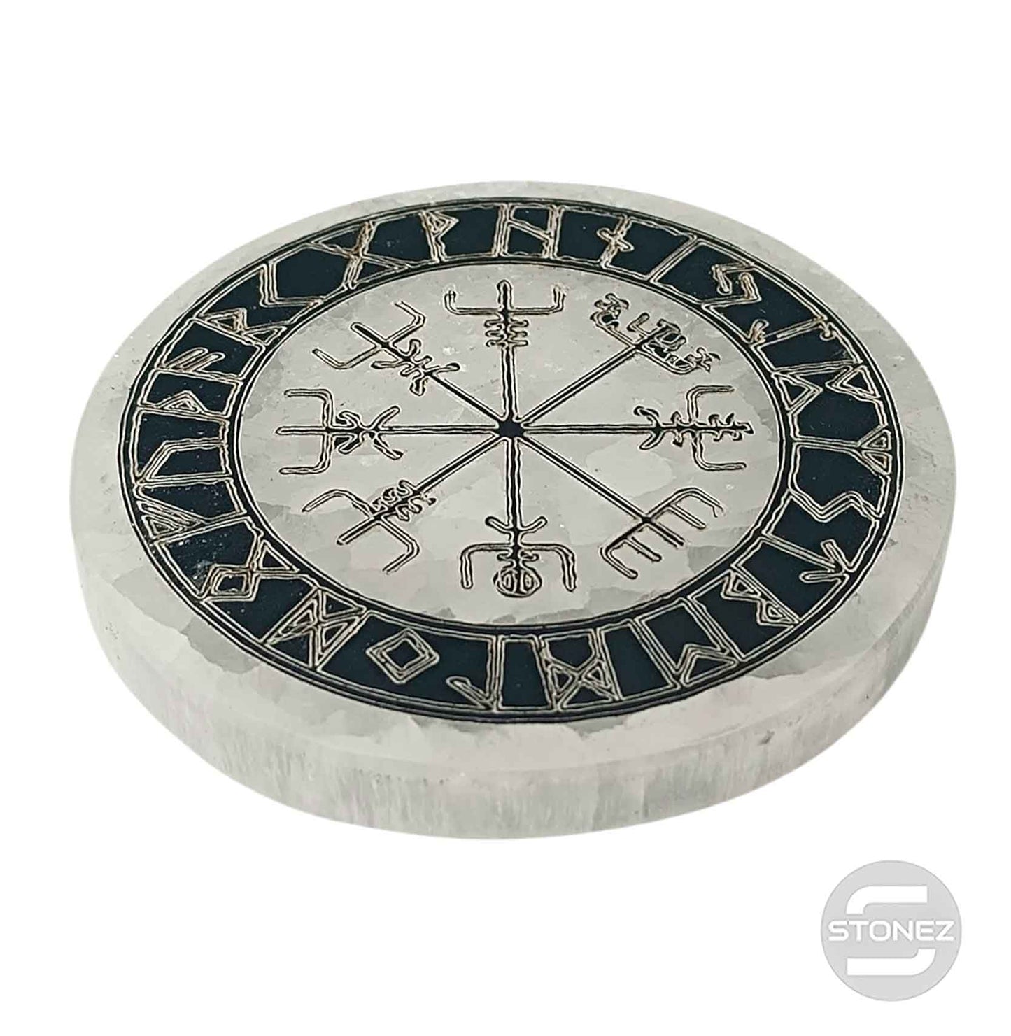 400901653-21 Plato Selenita Grabado Vegvsir 10 Cms Aprox