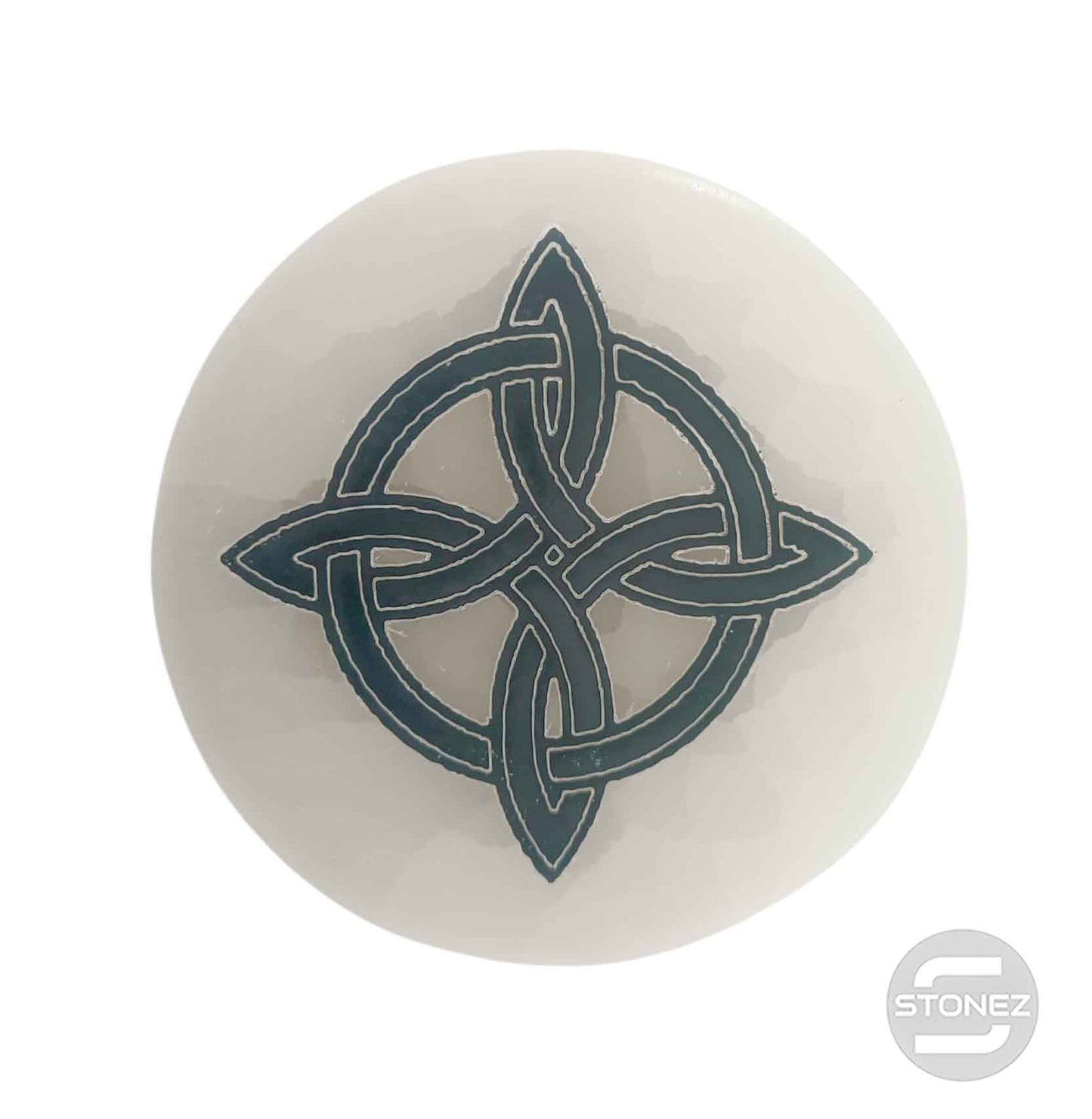 400901653-26 Plato Selenita Grabado Nudo De Bruja 10 Cms Aprox