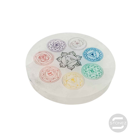 400901653 Plato Selenita Grabado 7 Chakras 9-10 Cms Aprox