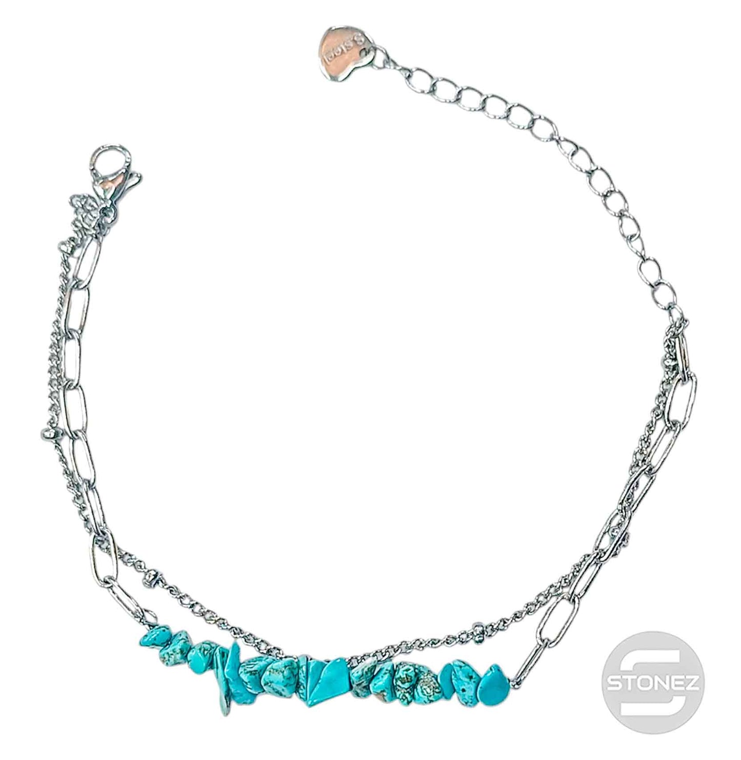 401102366-03 Pulsera Mujer Acero Brazalete Con Turquesina 17+5 Cms Aprox