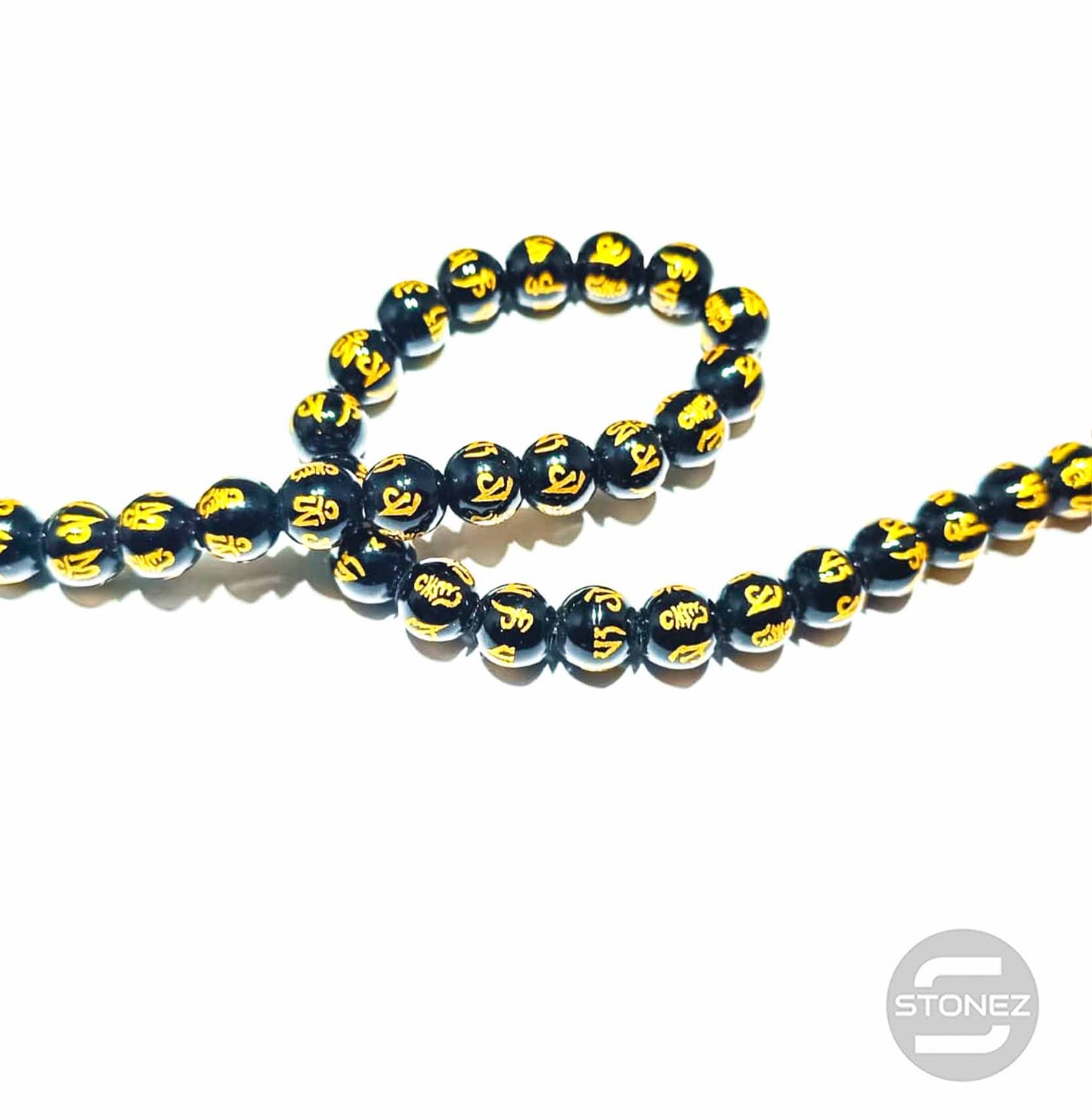 40514 Tira Cuentas Onix Grabado Om Mani Padme Hum En 10 mm