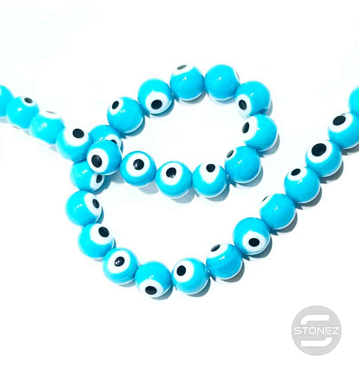 42156-04 Tira Cuentas Cristal Ojo Turco Azul En 10 mm