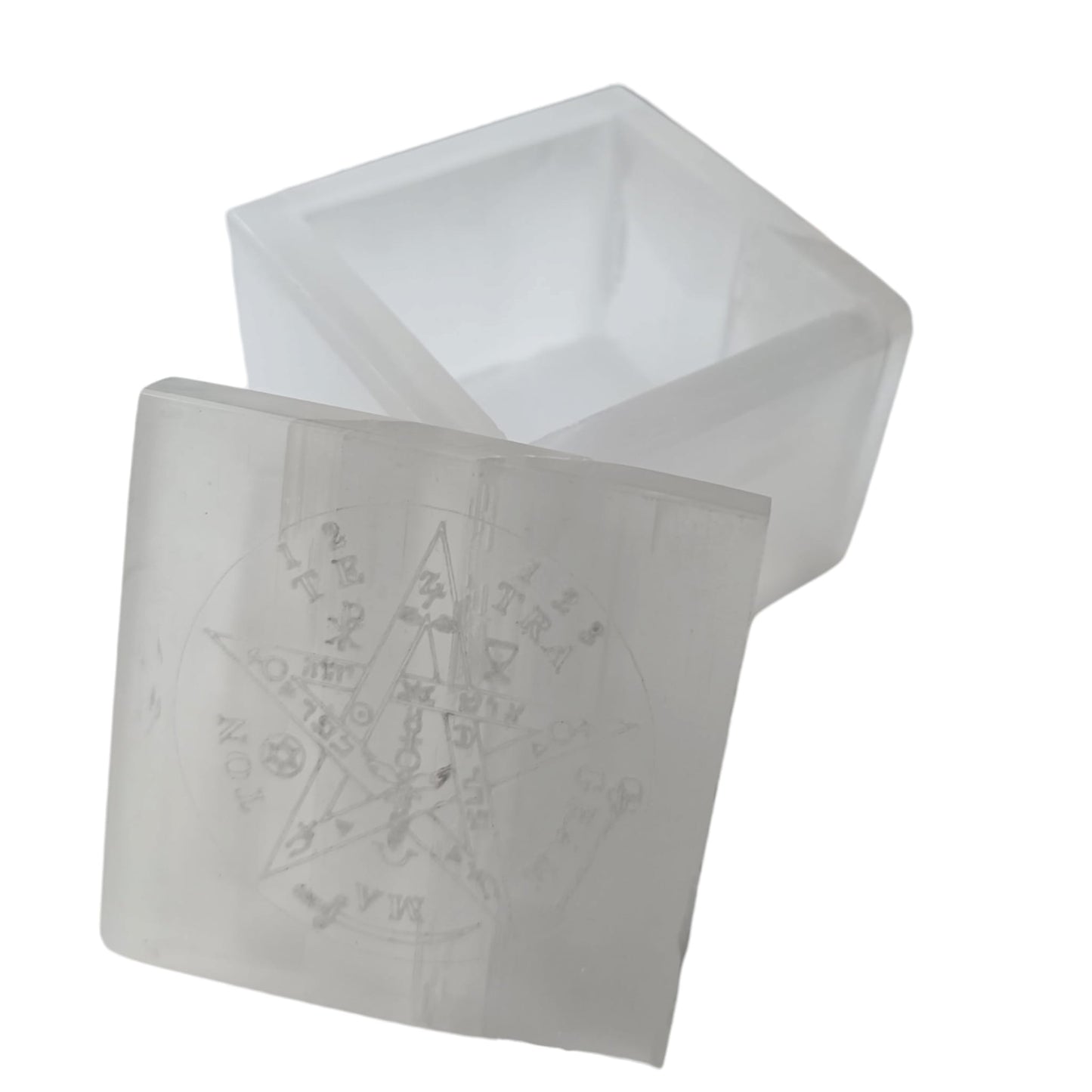 Joyero Selenita Grabado Tetragramaton 7X7Cms Aprox 401204170