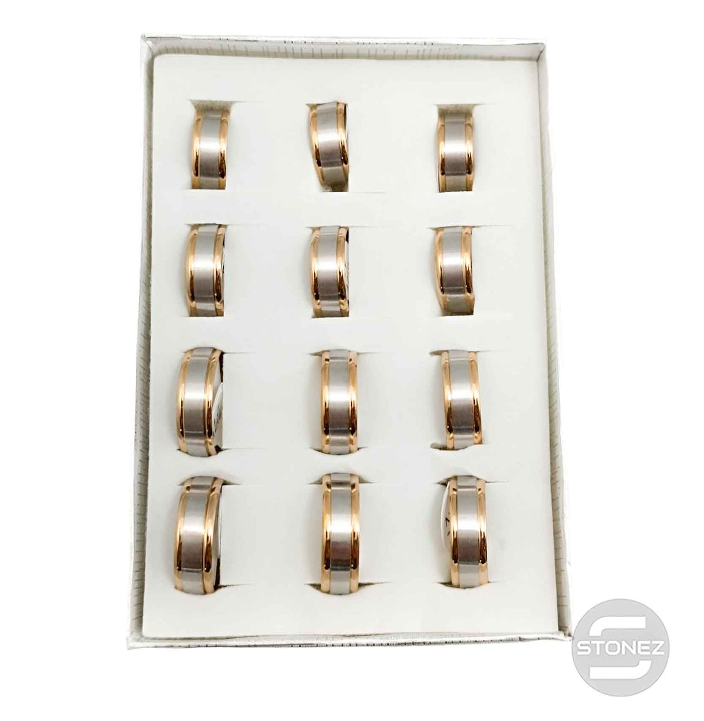 49187 Juego 12 Anillo Acero Inoxidable Con Diferentes Tallas Desde La 16 a 22