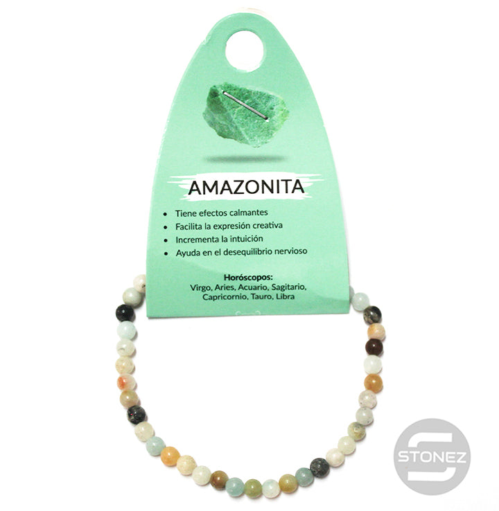 49233-40 Pulsera Piedra Natural Amazonita 4 mm