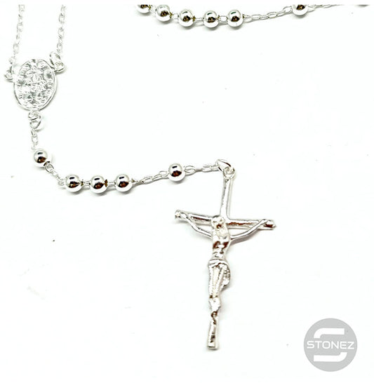 500101124 Rosario De Plata Con Bolas 4 mm 45 cms