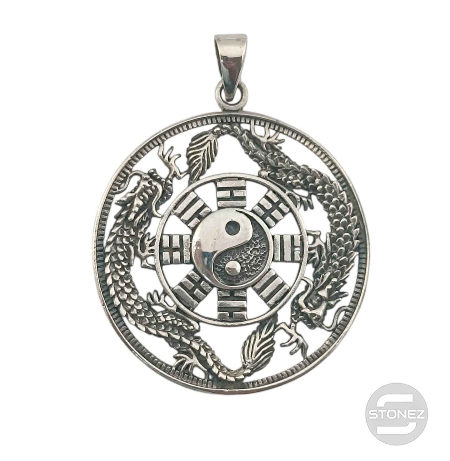 50025 Colgante De Plata 925 Yin Yang Con Dragon 39 mm
