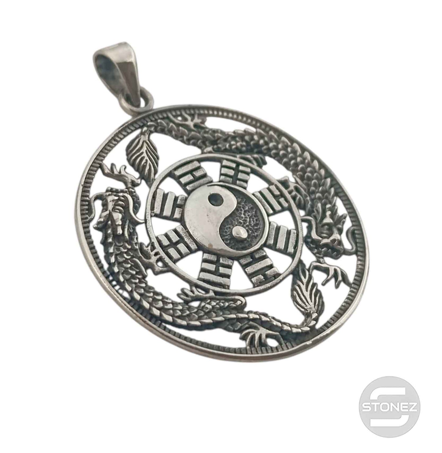 50025 Colgante De Plata 925 Yin Yang Con Dragon 39 mm