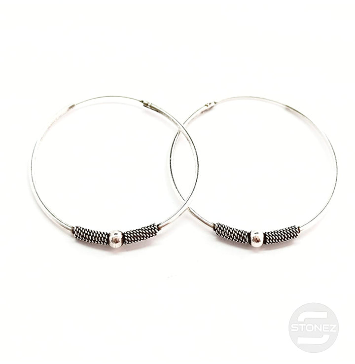 500301248 Pendientes Aros Plata 925 Diseño Bali 1,5 X 35 mm