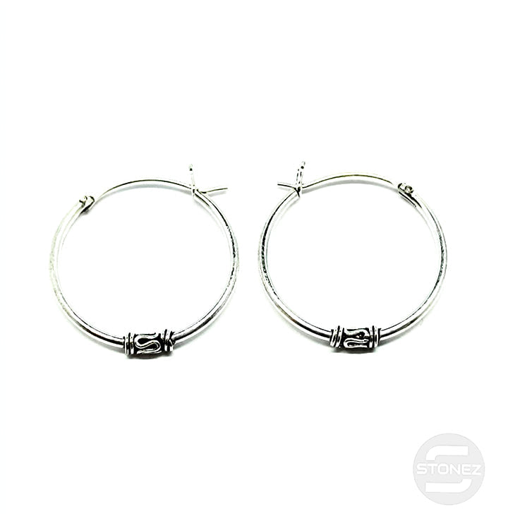 500301266 Pendientes Aros Plata 925 Diseño Bali 1,2 x 20 mm Cierre Clic