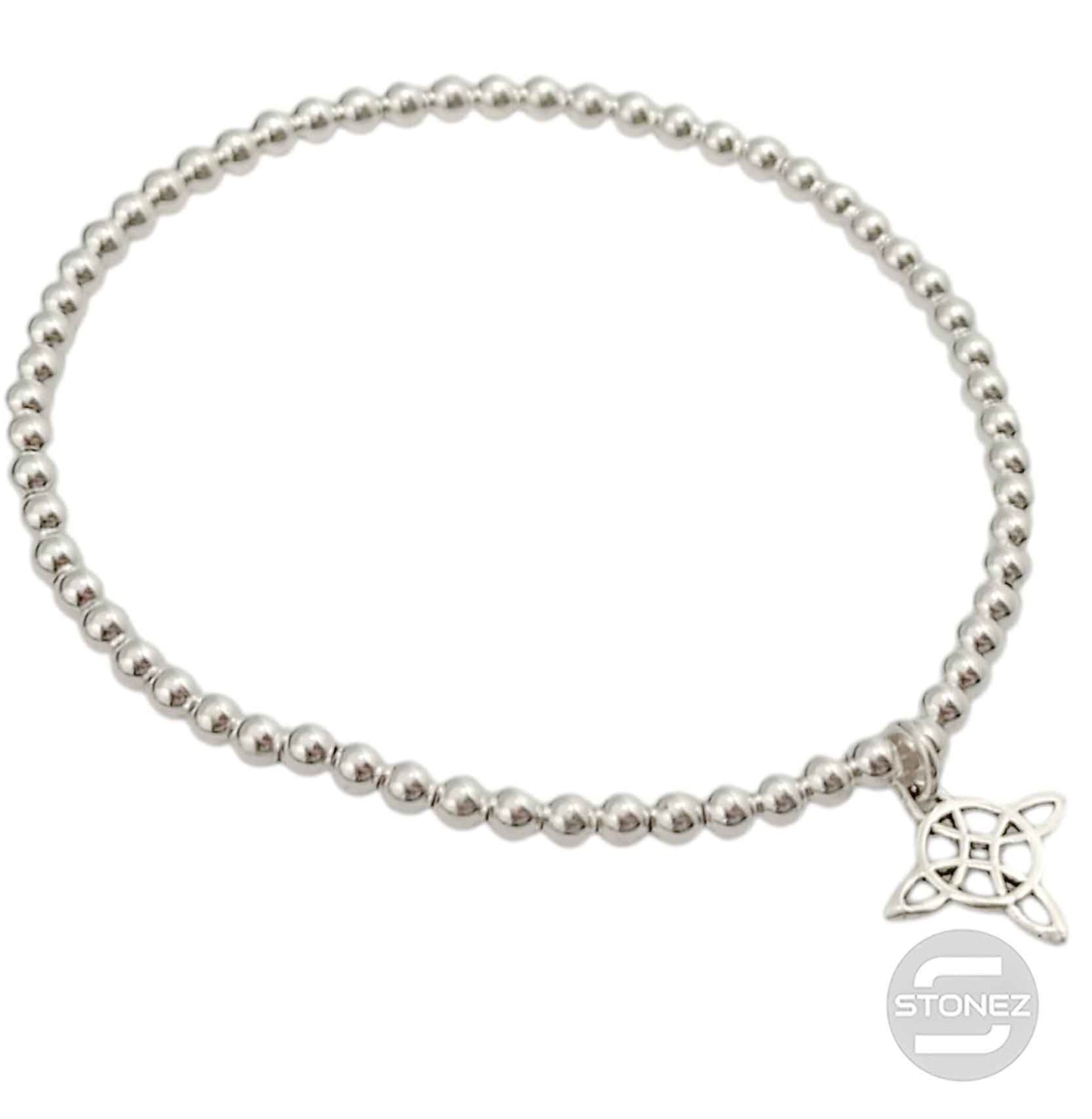 500303146 Pulsera Elastica de Plata 925 Con Bola 3 mm Nudo De Bruja 13 mm