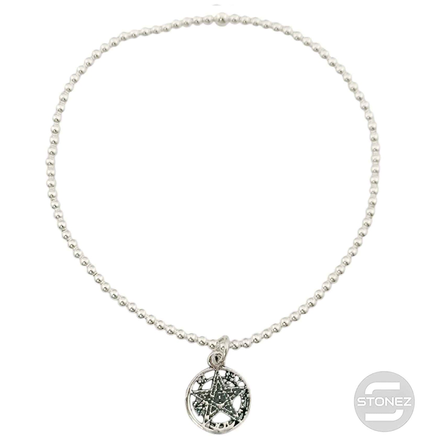 500303148 Pulsera Elastica de Plata 925 Con Bola 2 mm Tetragrammaton 11 mm