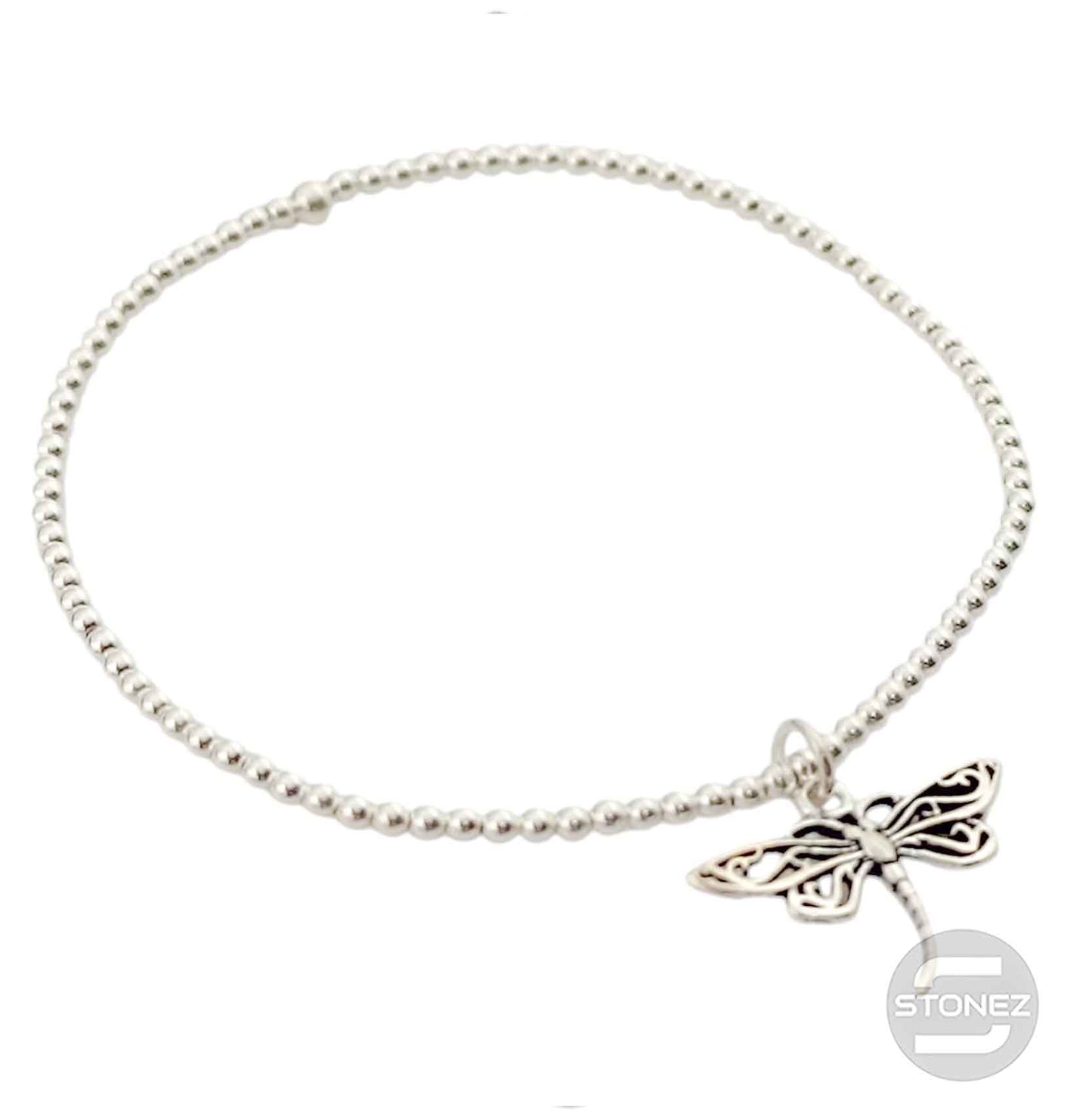 500303152 Pulsera Elastica de Plata 925 Con Bola 2 mm Libleula 15x20 mm