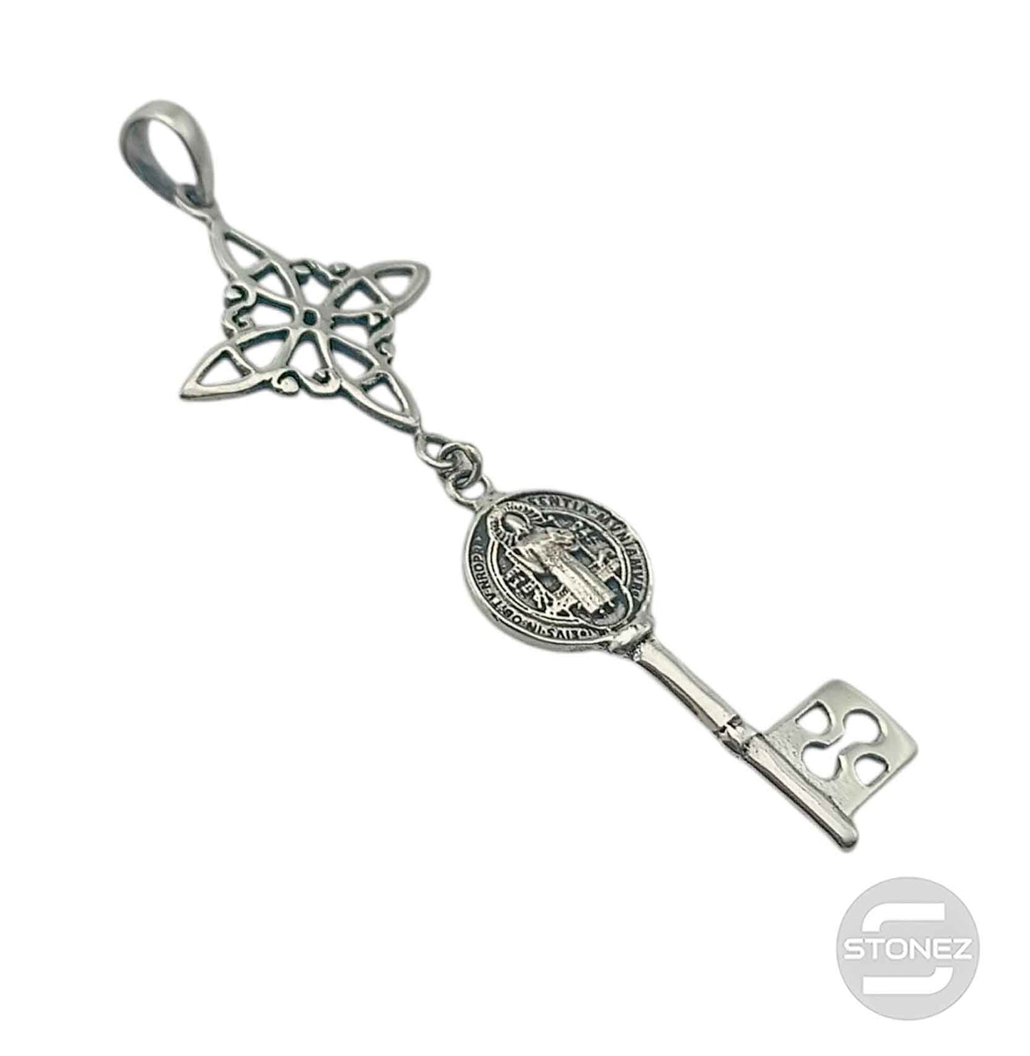 Colgante En Plata 925 Nudo De Bruja Lave San Benito 55 mm Largo Aporx 500303924