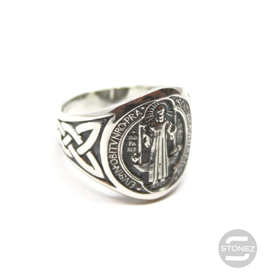 500401406 Anillo Plata De Ley 925 San Benito. Talla 24