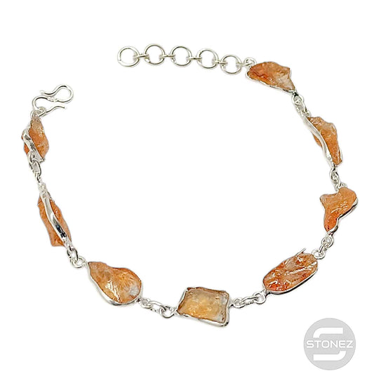 500702948 Pulsera Plata 925 Con Piedra Citrino 16+3 Cms Aprox