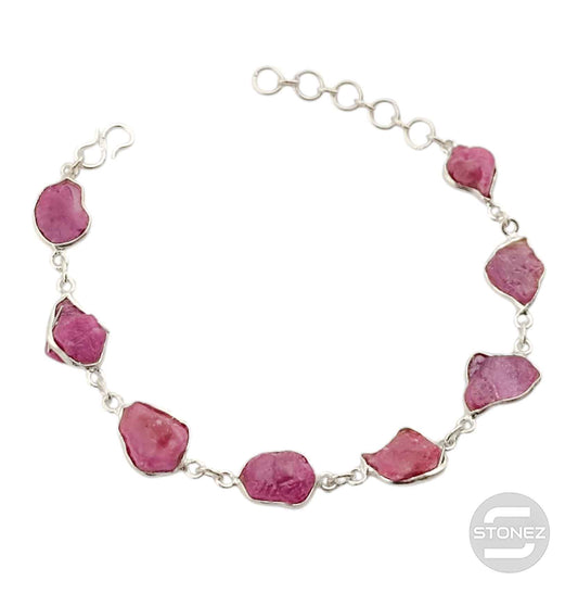 500702948 Pulsera Plata 925 Con Piedra Rubi 16+3 Cms Aprox
