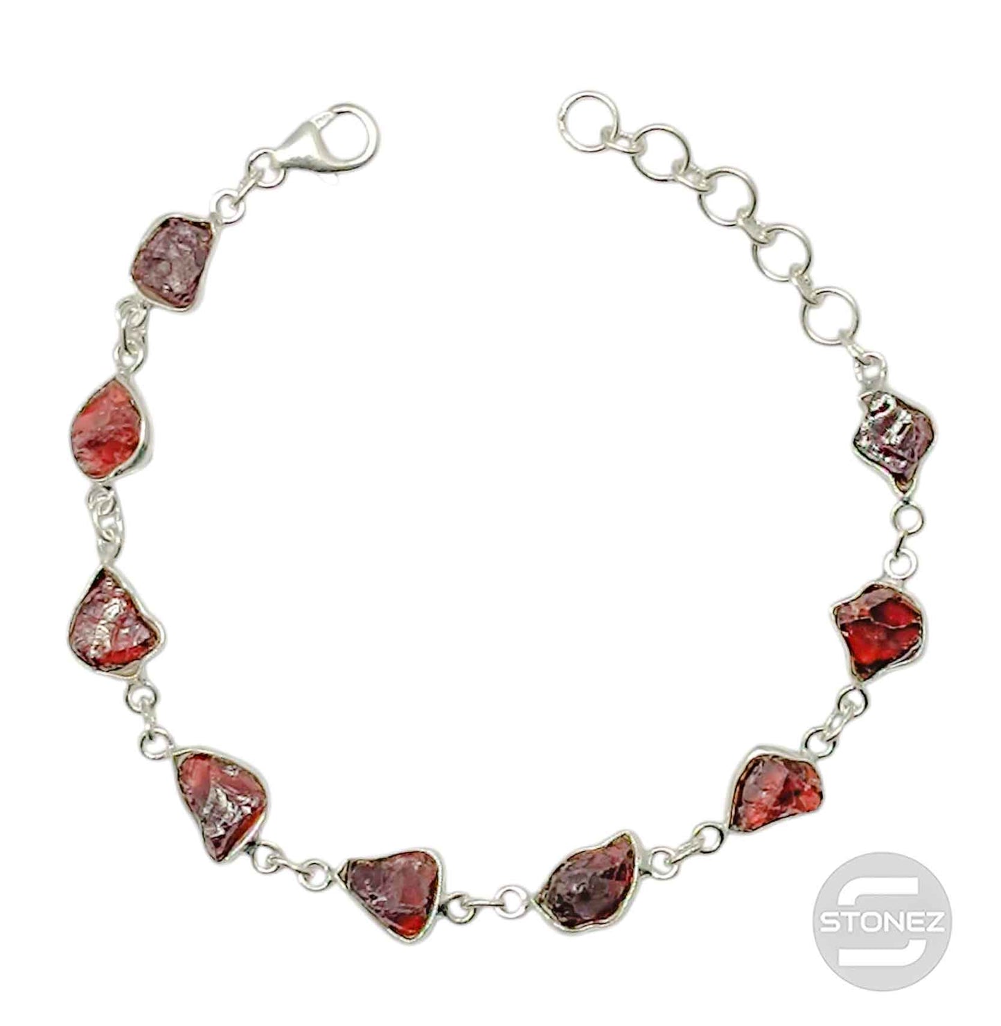 500702948 Pulsera Plata 925 Con Piedra Granate 16+3 Cms Aprox