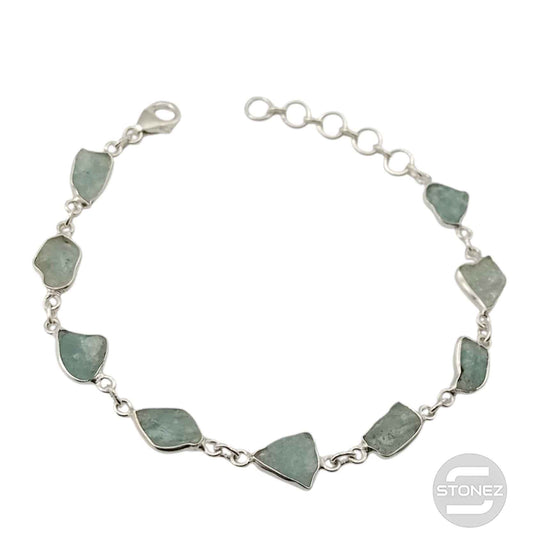 500702948 Pulsera Plata 925 Con Piedra Aguamarina 16+3 Cms Aprox