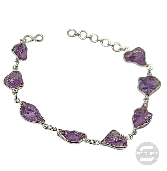 500802948 Pulsera Plata 925 Con Piedra Amatista 16+3 Cms Aprox