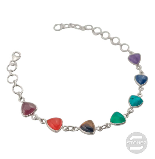 500802957 Pulsera Plata 925 Con Piedras 7 Chakras 16+3 Cms Aprox