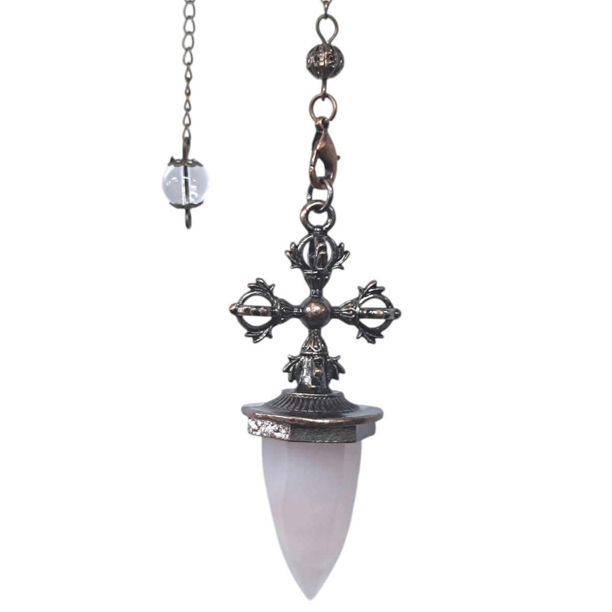 Pendulo Dorge Con Piedra Natural Cuarzo Rosa 6 Cms Aprox REF: 600104528